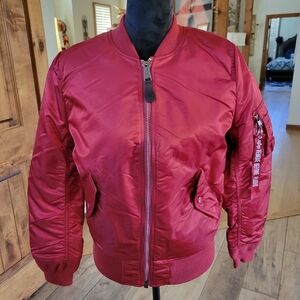 NWOT Alpha Industries Reversible RED Orange MA -1 Bomber Jacket Coat Medium
